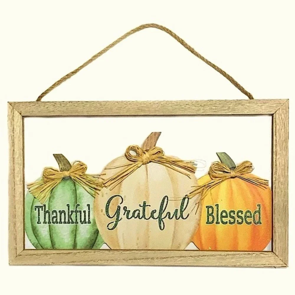 Modern Farmhouse Wall Hanging Fall Autumn Halloween Thanksgiving Decor 14 x 8 in